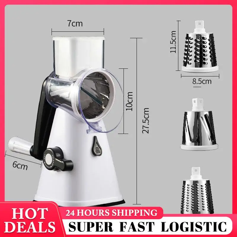 3 In 1 Multi function Drum Cutter Slicer Rotary Grater Food Processor