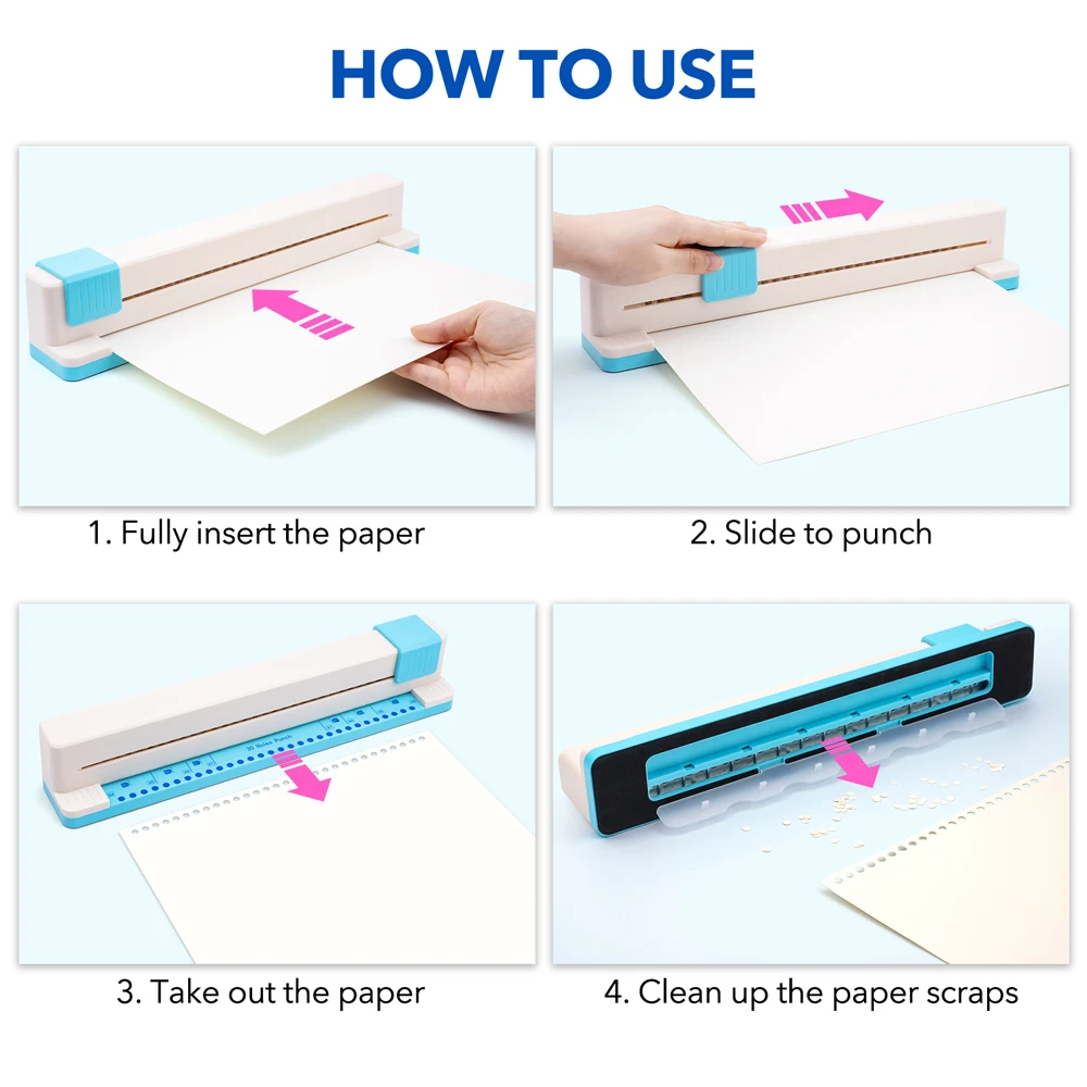 30 Hole Punch Binding Machine, Hand Push Loose Leaf Hole Punch, A4 A5 A6 A7 B5 B6 B7 Book Binder Notebook Coil Spiral Binding - 2