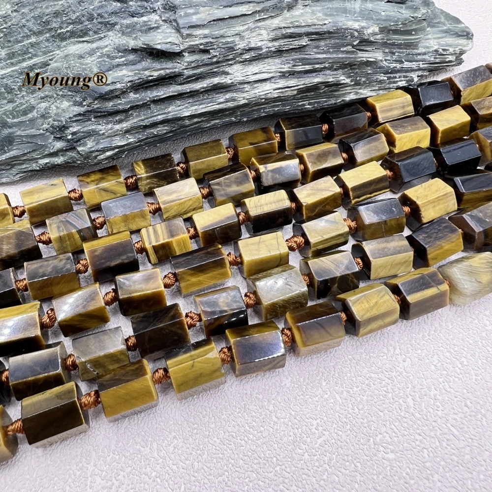 ぶっちゃけ、天然石セット 10x12MM Faceted Natural Tiger Eye Stone Hexagonal Prism