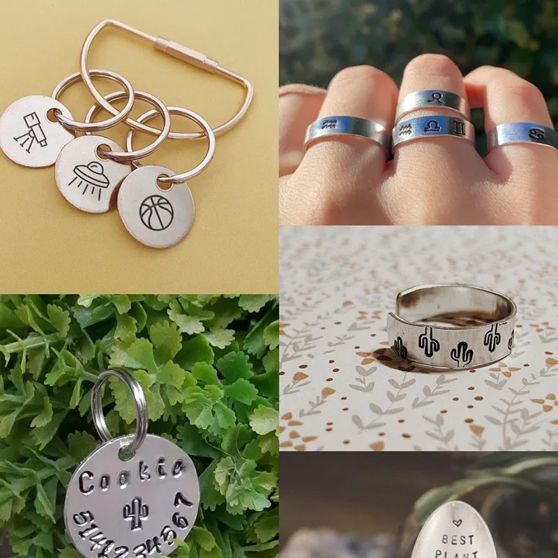 12pcs/set Leather Punch Stamp Roman Numerals Flower Heart Constellation Kit DIY Steel Stamp for Jewelry Leather Carving