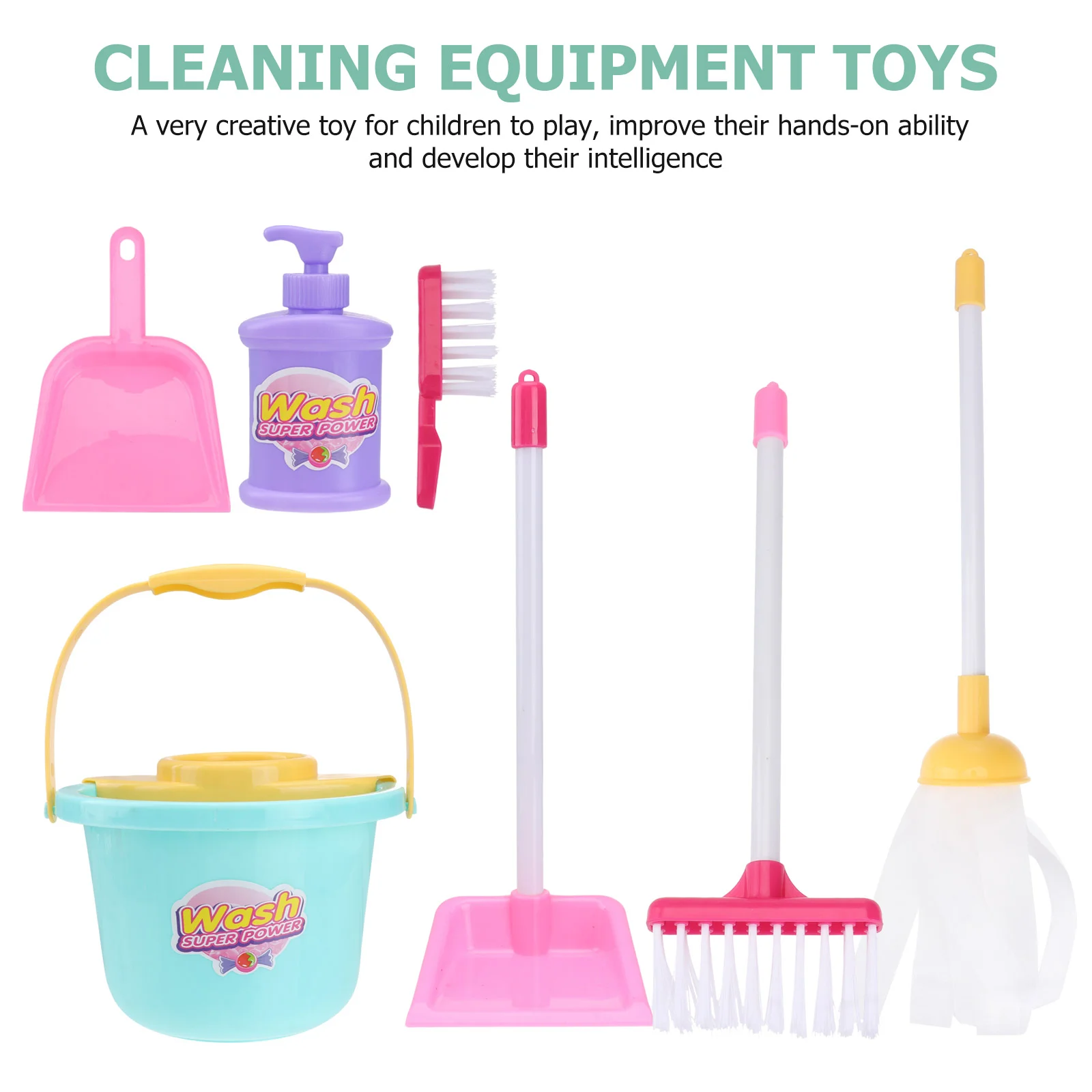 7 Pcs Cleaning Mopping Set Children Tools Children’s Toys Mini Cosplay Plastic Small Playthings 6