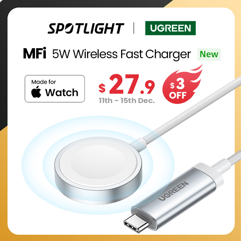 UGREEN MFi for Apple Watch Wireless Charger 5W USB Type C Magnetic Fast Charger for APPLE Watch Series 9 8 7 Ultra 2 SE