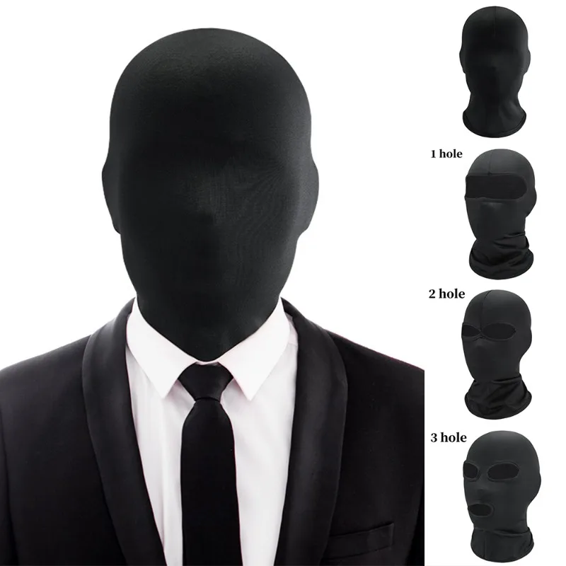 Black Full Face No Hole Cover Hat Donna Uomo Army Tactical Cs Passamontagna Cap Sun Protezione Uv Bike Moto Multi-Hole Ski Mask