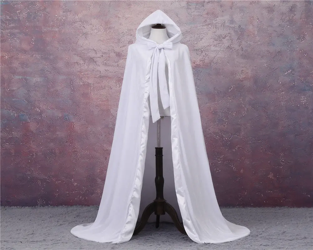 

White Velvet Hooded Cloak Bridal Cloaks Capes Floor Length Witch Cloak Custom Made Winter Halloween Winter Long Weddil Wraps
