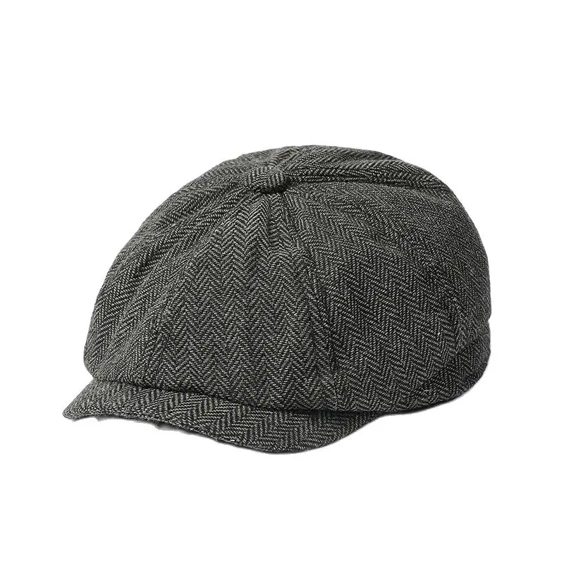 

Autumn and Winter Polyester Solid Newsboy Caps Flat Peaked Cap Men and Women Painter Beret Hats 146