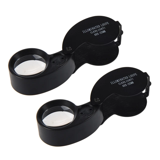 40X-25mm LED Illuminated Jewelers Loupe Magnifier With Light Diamond Eye  Magnifying Glass For Jewelry Antiques Coins Stamps - AliExpress