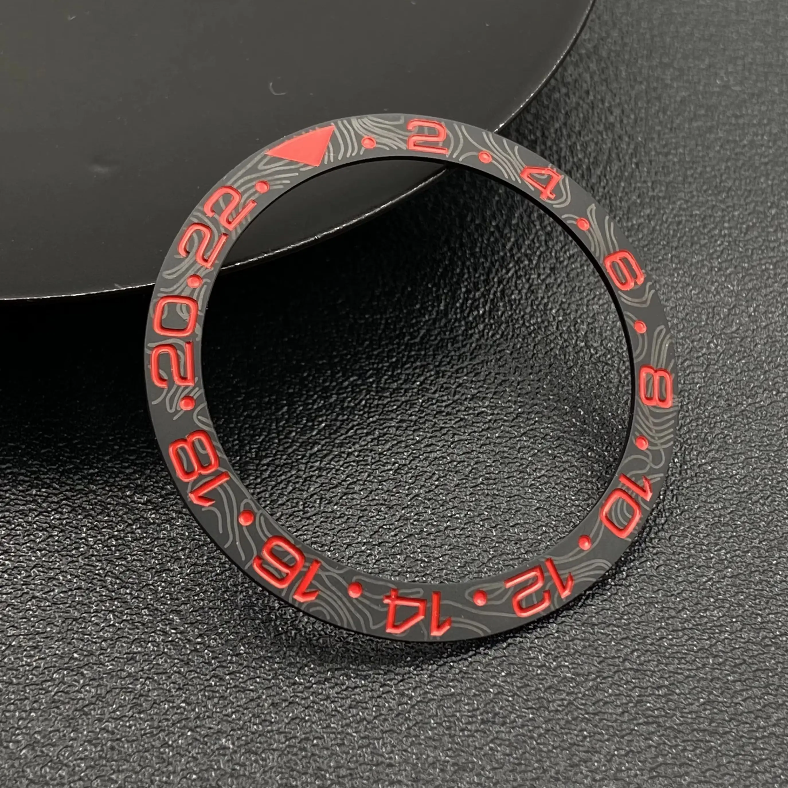 Ceramic Bezel Insert Ring with Carbon Fiber Design - Tilted Edge, 38x30.6mm