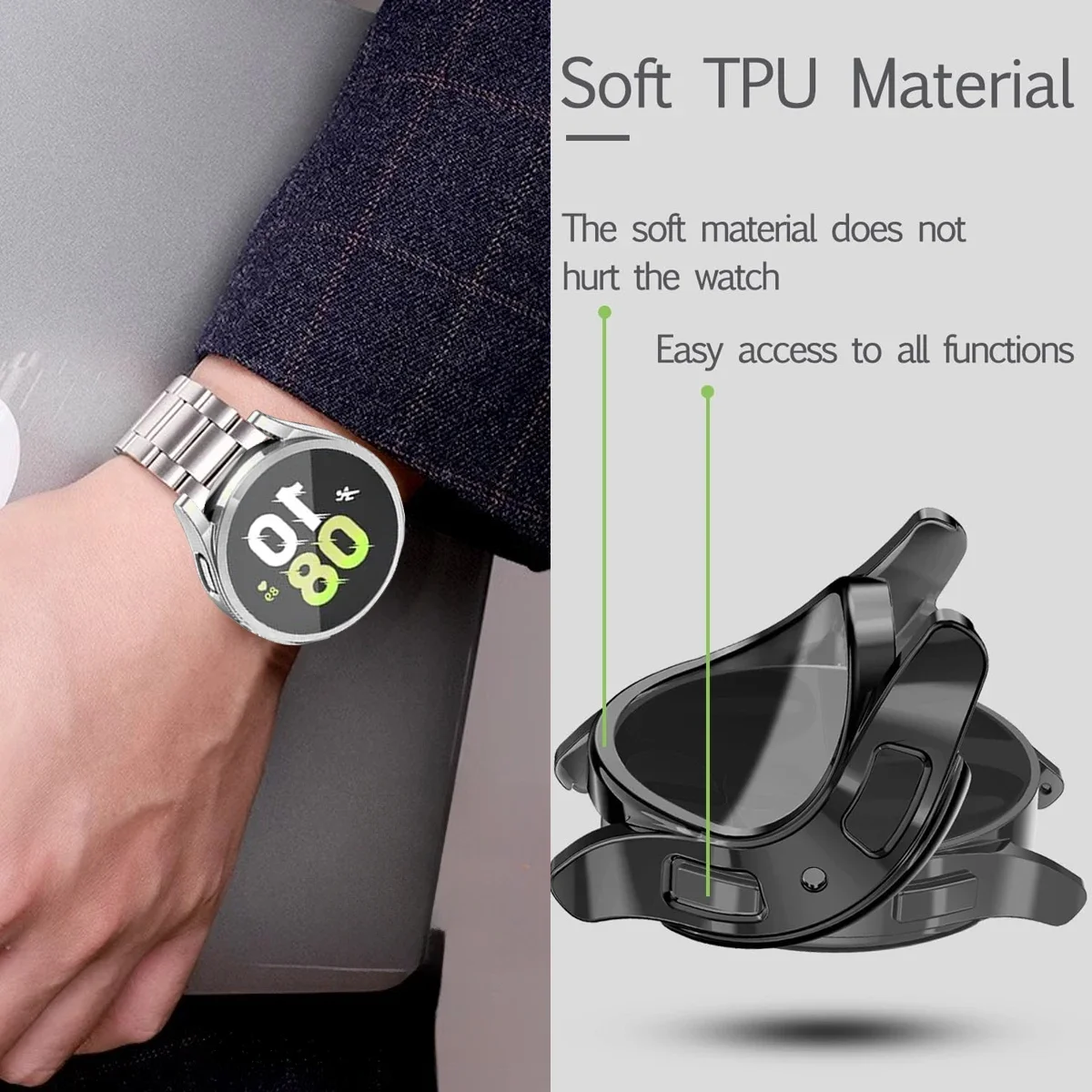 Stainless Steel Metal Band with TPU Case