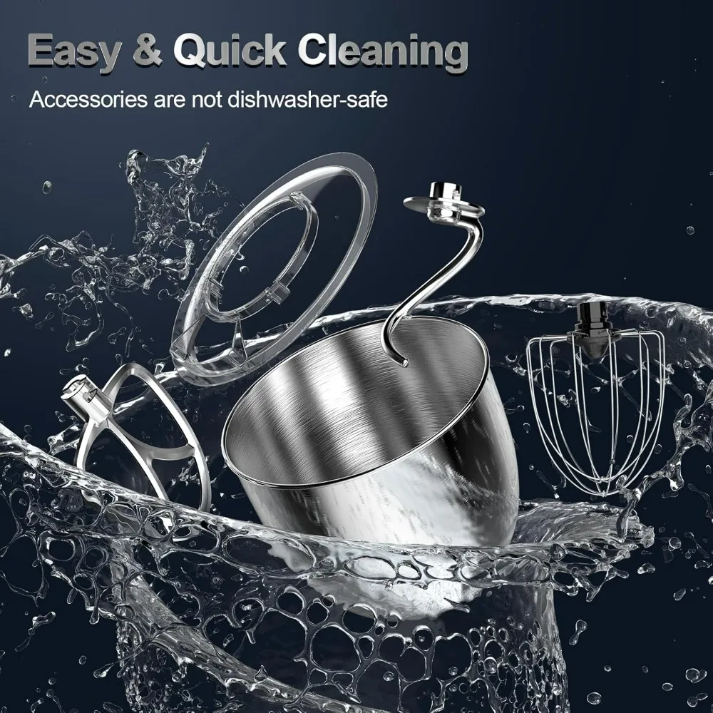 10-Speed 6.5 Quart Tilt-Head Electric Stand Mixer with 3-in-1 Kitchen Attachments: Mixing Bowl, Dough Hook, Whisk, and Beater fo