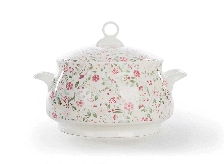 9 inch, bone china tureen, ceramic dinner serving bowl with lid, et container, food storage containers with lids bento box