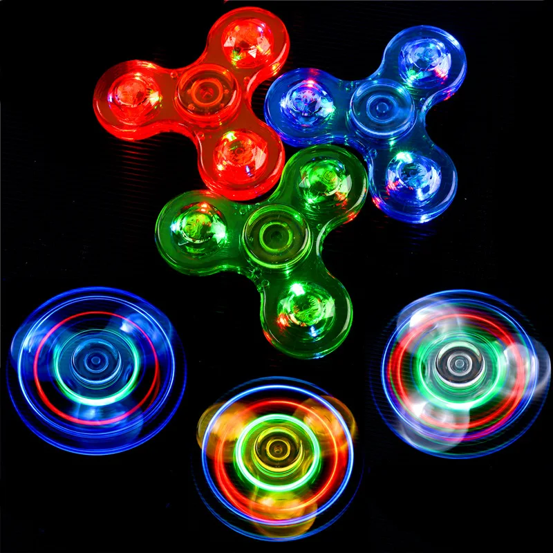 

1Pcs Decompression Transparent Gyro Fingertip Gyro LED Light Fidget Spinner Finger Toy Reduction And Anxiety Relief For Children