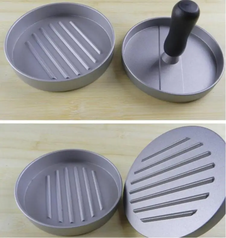 Hamburger Press Aluminum Alloy 12 cm Hamburger Meat Beef Grill Burger Press Patty Maker Mold 1 Set Round Shape