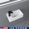 Ceramic Bathroom Vessel Sink 18"x10" Wall Mount Corner Vanity Basin Bowl White 1