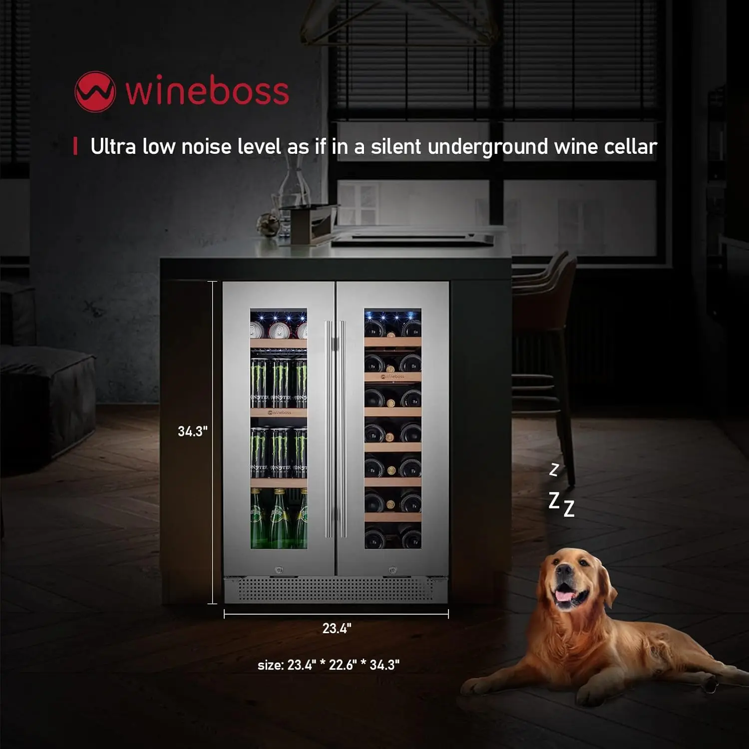 24inch Wine and Beverage Refrigerator, 20 Bottle& 88 Cans Dual Zone Fridge Built-in Under Counter Cooler Freestanding