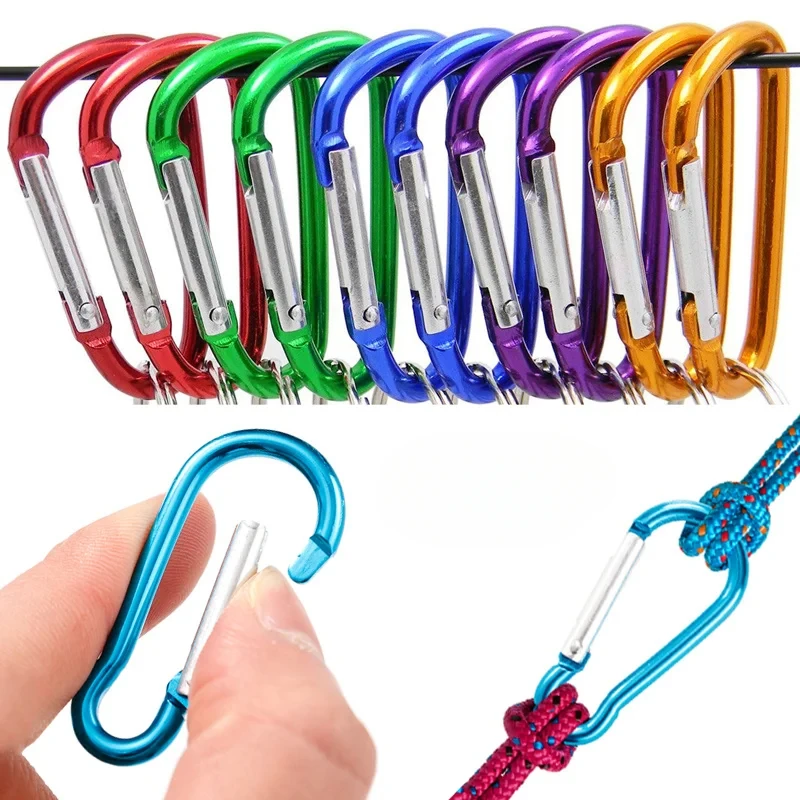 Aluminum Carabiner 5/10/50/100pcs Key Chain Clip Outdoor Camping Keyring Snap Hook Water Bottle Buckle Kit Climbing Accessories