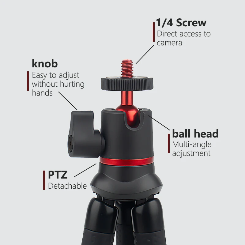 Polvo Tripé Flexível Dslr Câmera Selfie Stand com Bola Cabeça para Smartphone Gopro Hero Dji Action Câmera Vlog Tripé Portátil - Image 5