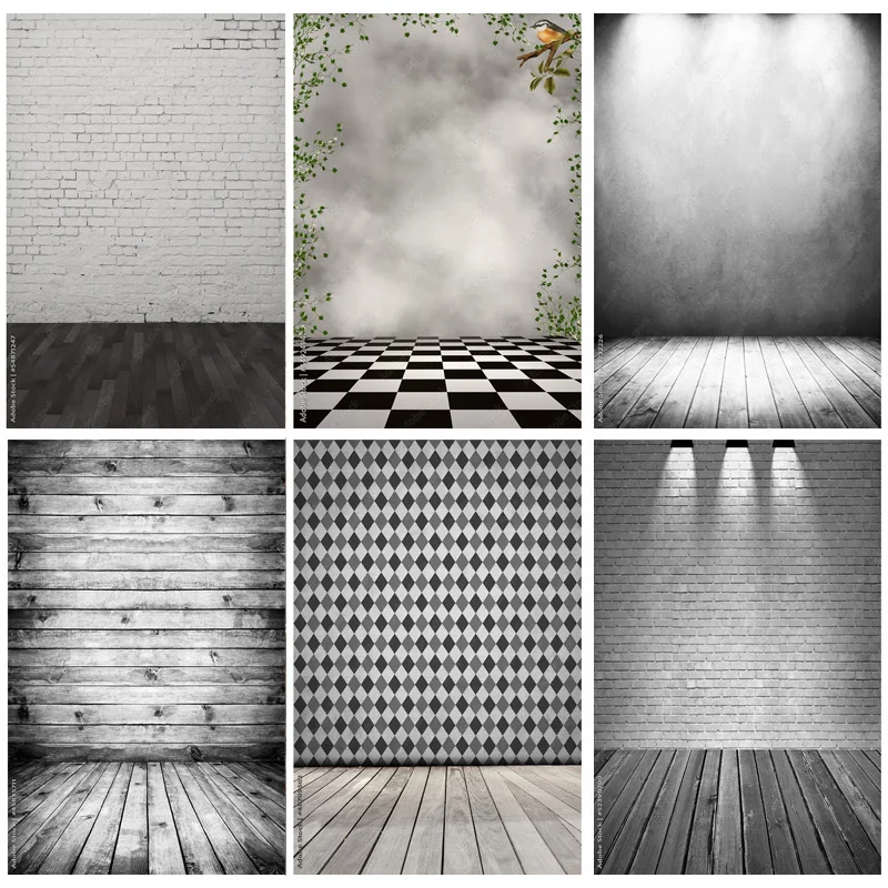 

Vintage Brick Wall And Wooden Floor Spotlight Photography Background Portrait Photo Background Studio Props 22816 QD-01