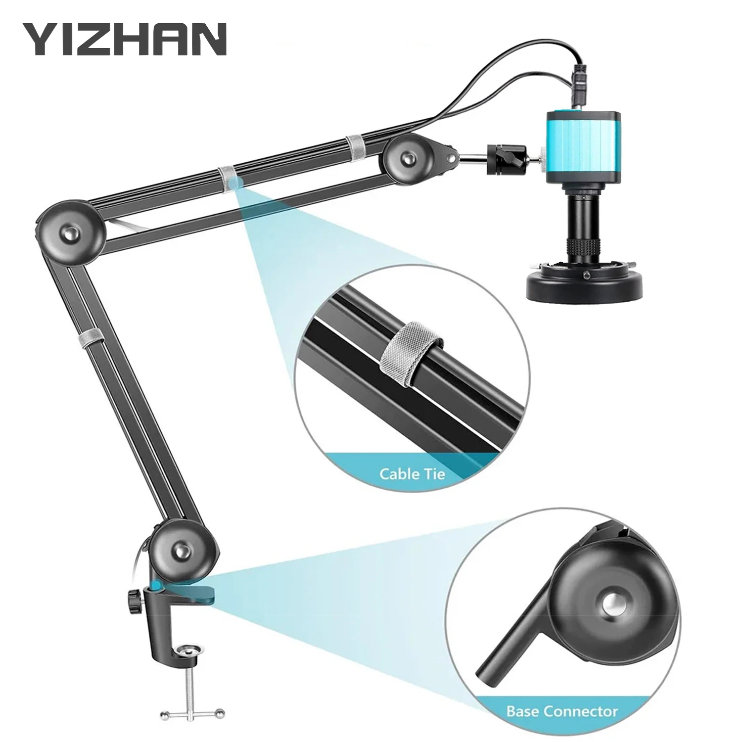 Yizhan 1080P 4K HD 산업용 현미경, 납땜 현미경, 48MP HDMI VGA USB 디지털 현미경 카메라, 업데이트 암 스탠드
