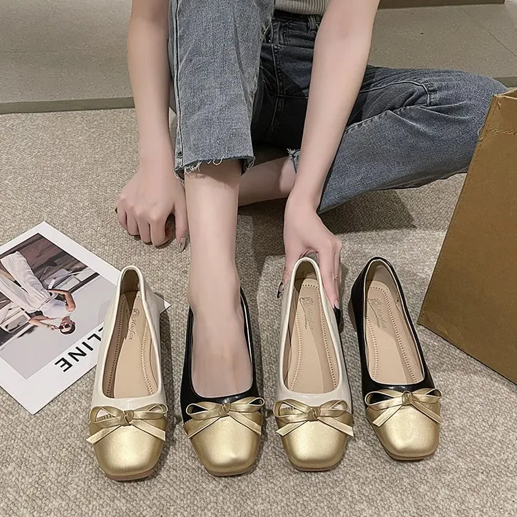 

Butterfly-knot Flat Shoes Women Spring Fall 2023 New Square Toe Shallow Women Shoes Lightweight Ballet Flats Woman Shoes Flats