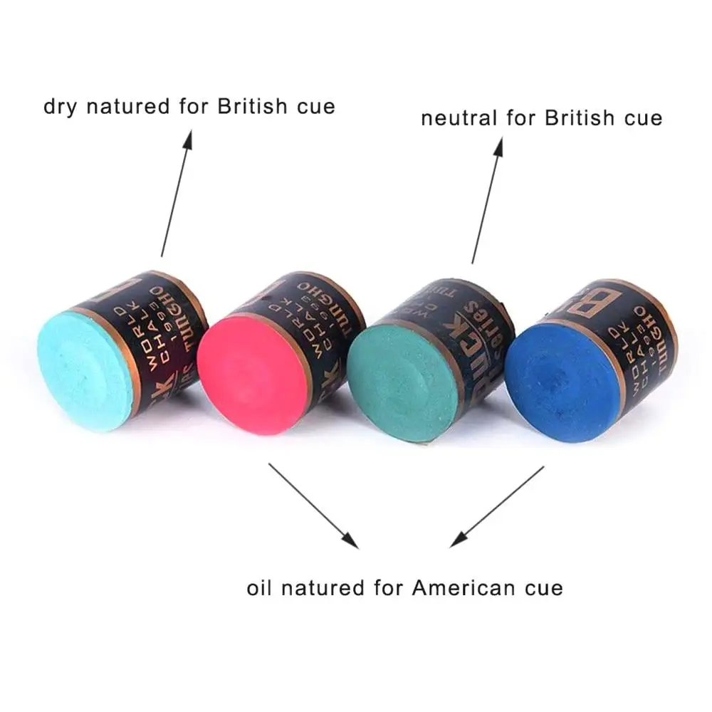 Billiard Chalk 2Pcs/Set No-slip Cue Chalk Pool Cue Tip Calcium Carbonate Billiard Chalks Indoor Sport Blue Green Red Snooker Accessory