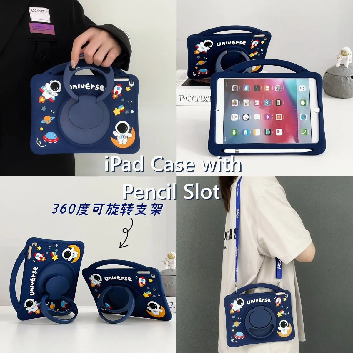 Custodia Per Ipad Con Portamatite Manico Antiurto In Silicone Ipad Air 5Th 4Th 3Rd 2Nd 1St Generation Cover