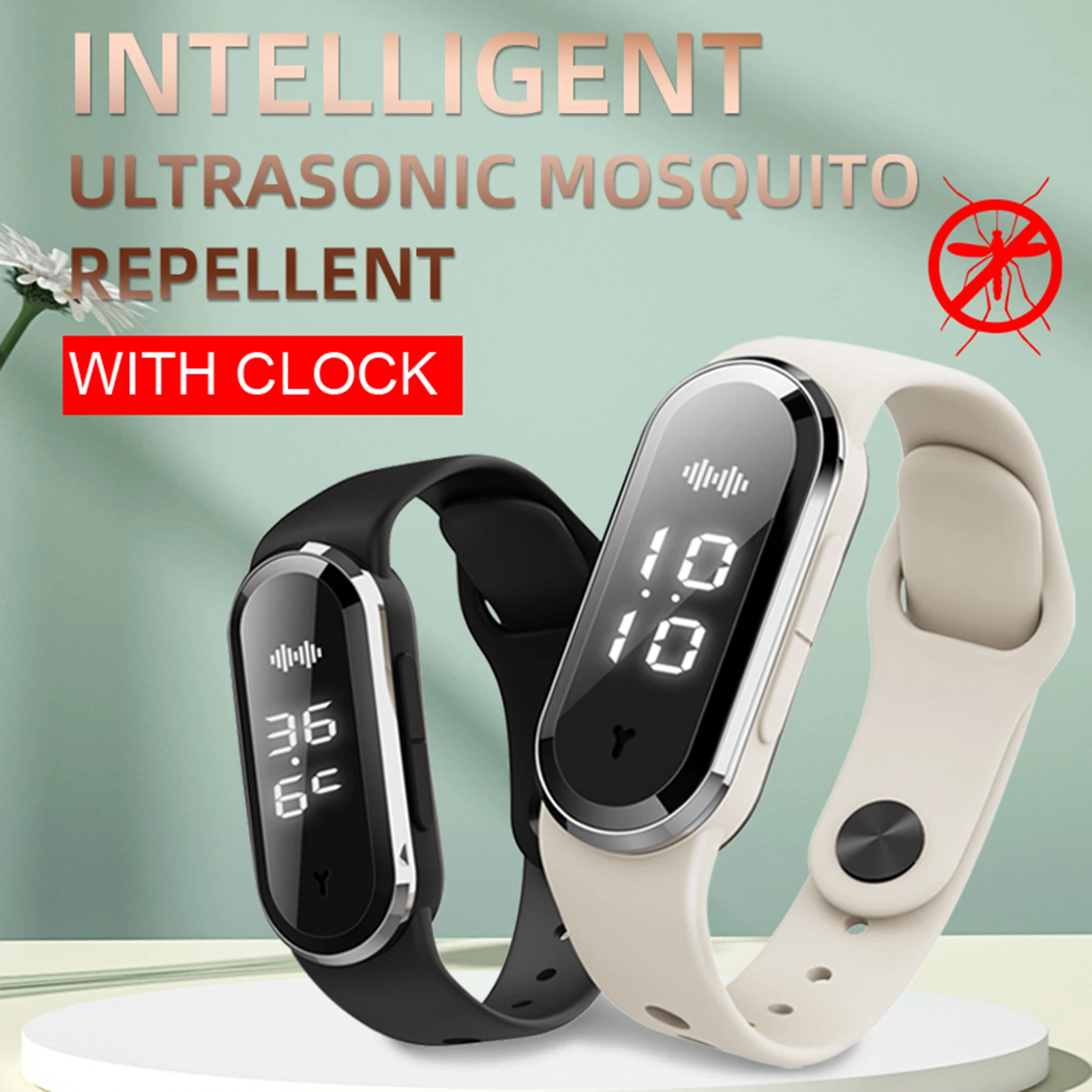 Black ultrasonic mosquito repellent bracelet, outdoor waterproof electronic mosquito  repellent watch az15708 | Fruugo BH