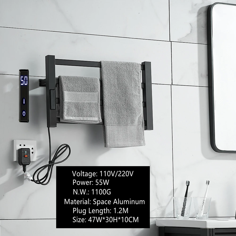 Bathroom Acessories Electric Towel Dryer Rack 115℉-155℉ 45℃-70℃ 1-24H Smart Towel Dryer Warmer Bathroom Rail electric towel rack