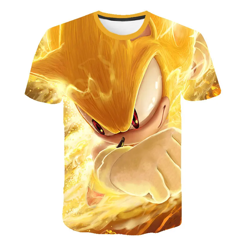 Summer Boy Anime Short Sleeve Sonic 3D Print T Shirts Children's Homewear Tee Daily Casual Tops 3-14Y Kids' Boys Sporty T-shirt 4