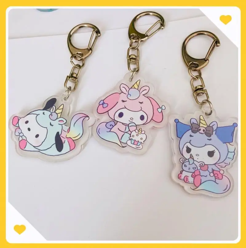 

Sanrio Key Chain Pendant Kuromi Hello Kitty My Melody Pachacco Cartoon Cute Anime Acrylic Key Chain Pendant Keyring Prop