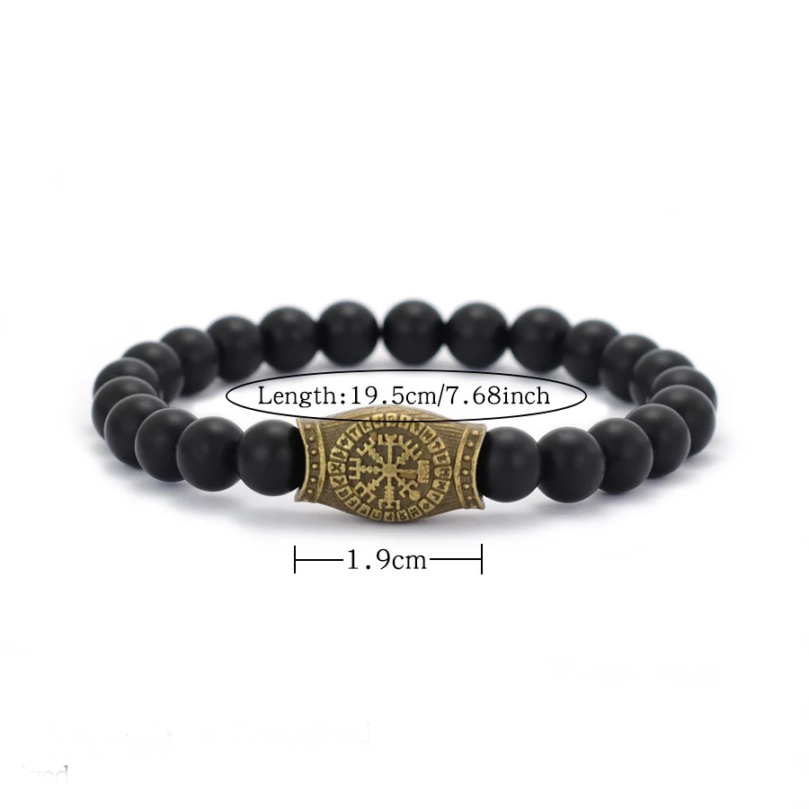 Men Stone Viking Bracelet Handmade Lava Onyx Hematite