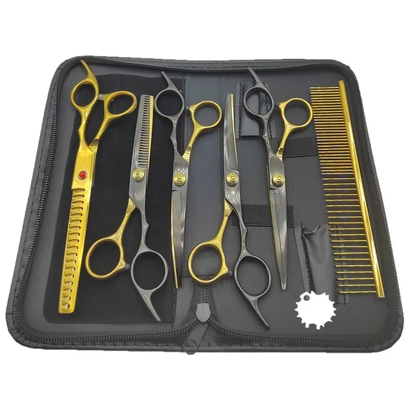 

6.7 Inch Professional Hairdressing Dog Scissors Kit 6 In 1 Cat And Dog Grooming Scissors With Shark Scissor