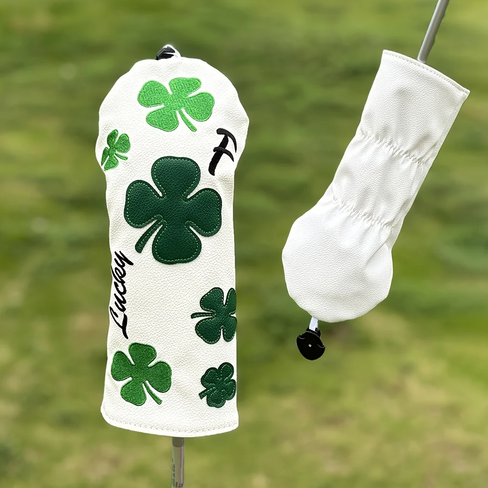Description Picture 4 of itemStylish Clover Golf club head Covers - Durable White with Green Four-Leaf Clover Design, Protective Club Protectors