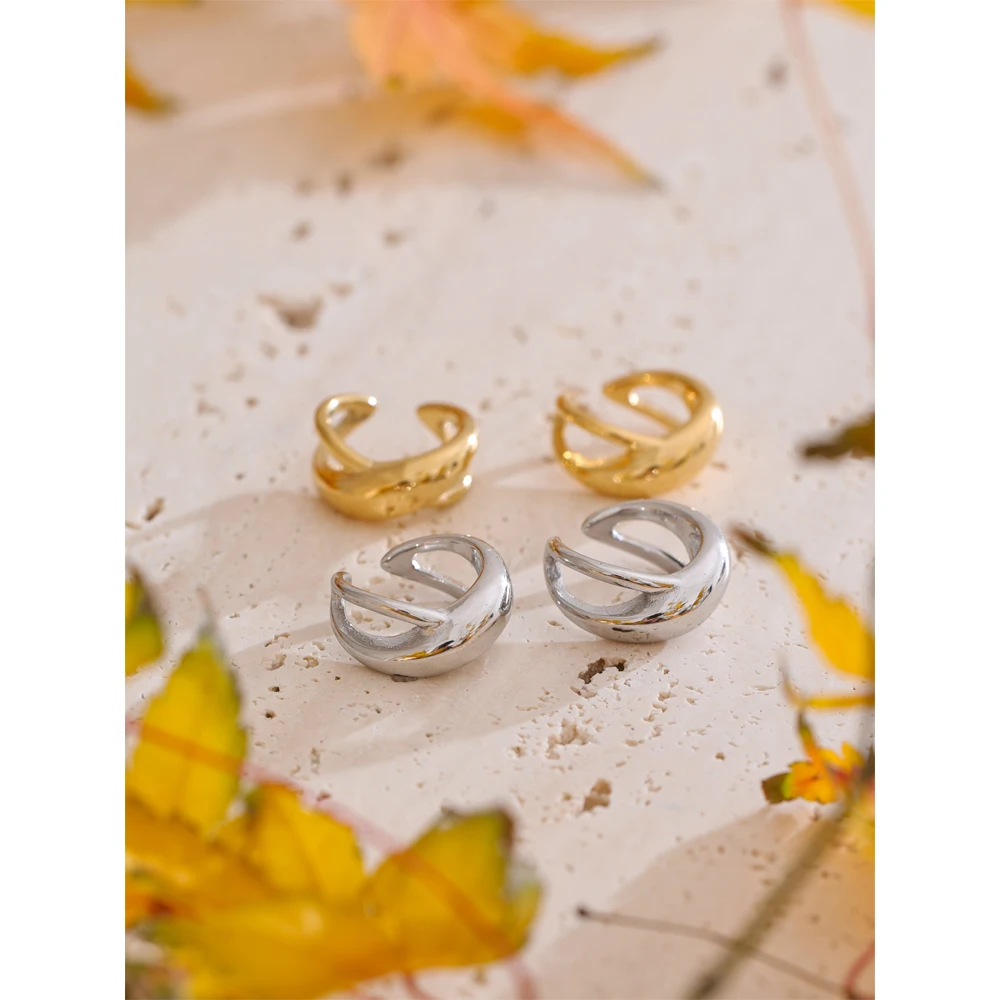Yhpup 316L Stainless Steel Geometric Ear Clip Earrings