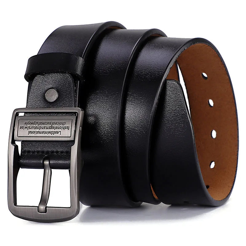 Leather Belt Waist Belt Mens Belt Jeans Belts Pin Buckle Belt Plus Big Size 130 140 150 160 170cm Cow Genuine Leather Luxury Strap Male For Men Classice Pin Buckle