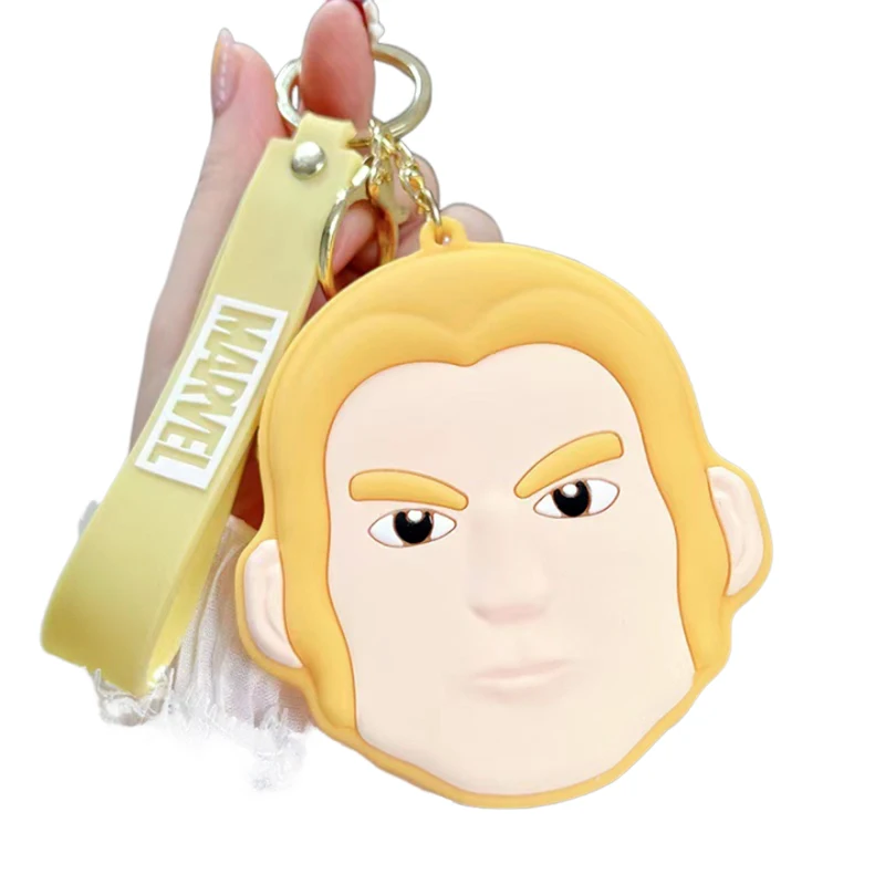 

Disney Thor Coin Purse Car Doll Bag Pendant Marvel Captain America Soft Rubber Keychains Spider Man Keyring Couple Key Chains