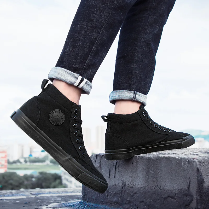 High Top Canvas Mens Shoes Comfort Men's Vulcanized Shoes Fashion Luxury Men Casual Shoes Breathable Sneaker Male Erkek Ayakkabı 4