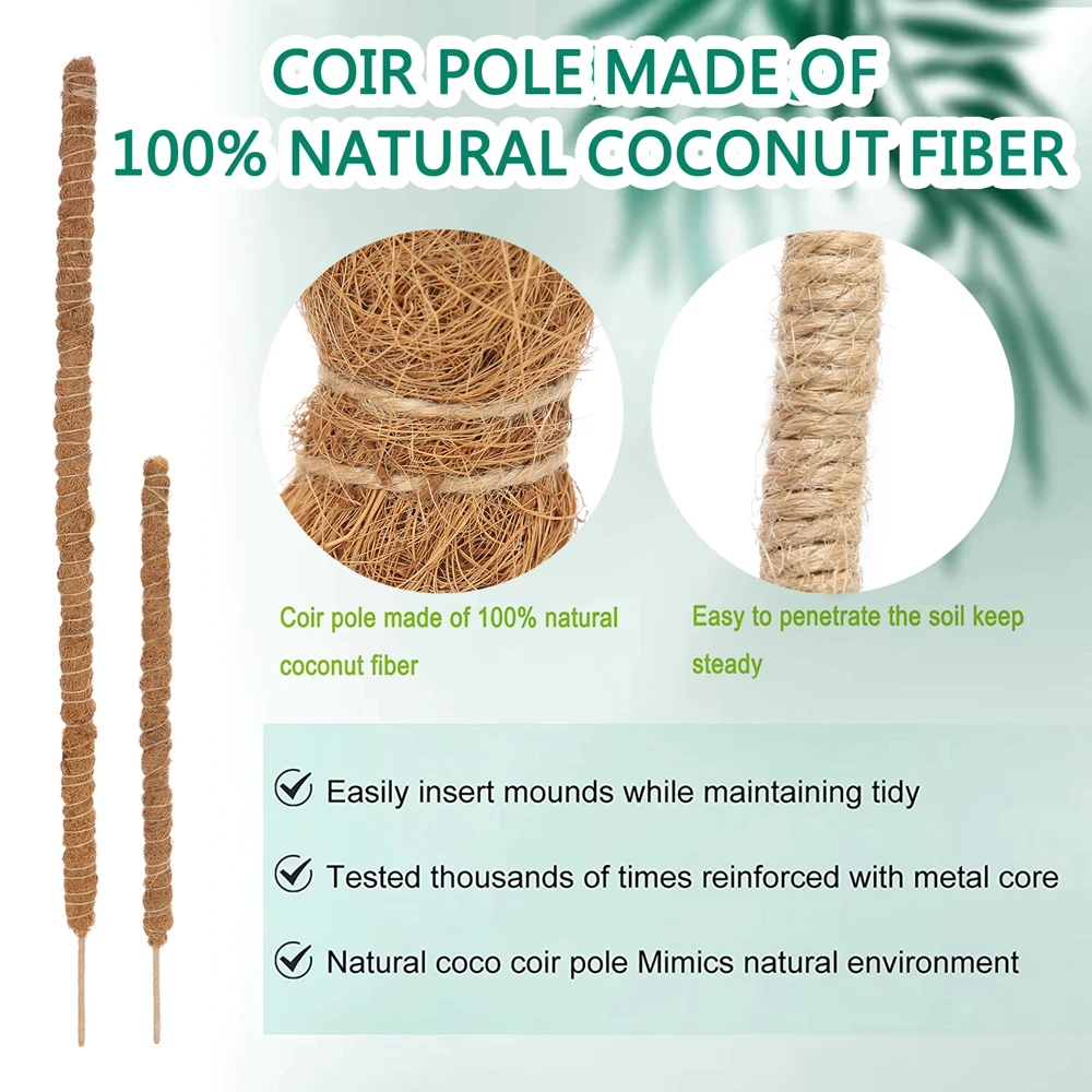 Bendable Coco Coir Moss Pole Plant Cage Climbing Pole Plant Support Extension For Monstera To Grow Upward Garden