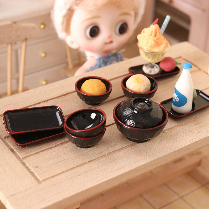 

1:12 Doll House Ramen Bowl Dishes Mini Tableware Kitchen Furniture Model Accessories Shooting Scene Props Diy Kitchen Scene