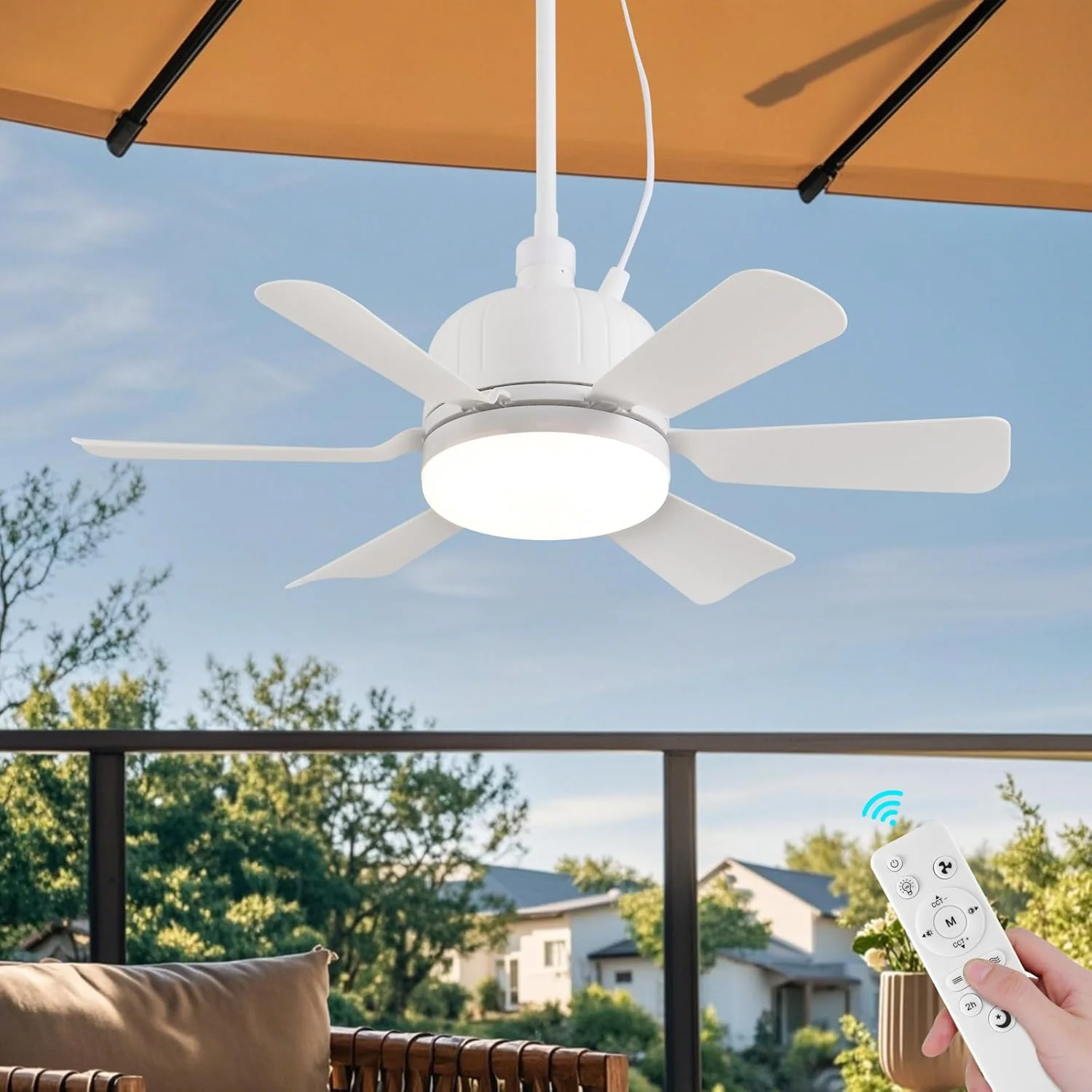 Remote-Controlled Ceiling Fan Light with Colorful Blades
