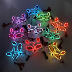 Led Light Up Mask Luminous Fox Mask Frenzy Costume Anime Half Face Cat Mask Holiday Festival Party Cosplay Mask For Adults Kids