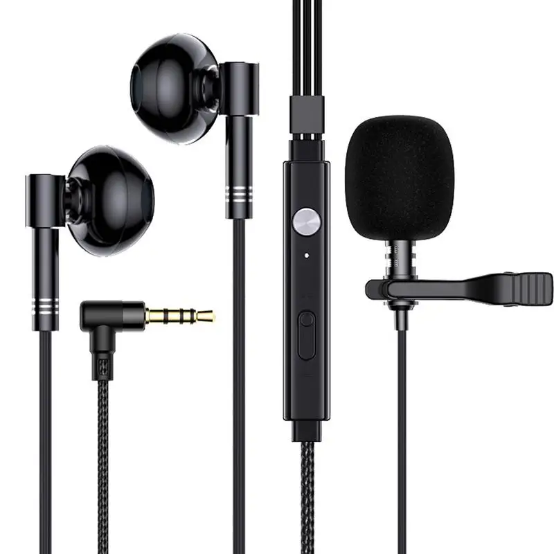

Lavalier Dual Microphone Earphone Recording Video Lavalier Microphone Earphone Sound Quality Noise Isolating Headphone Clip-on
