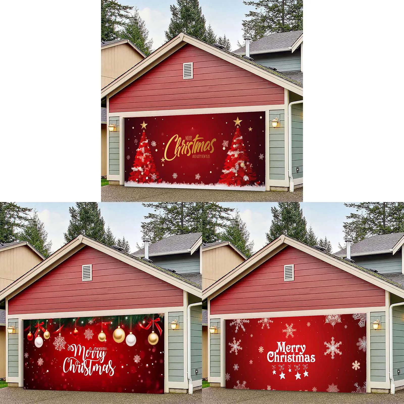 

Рождественское украшение для гаражной двери, настенная Обложка для рождественского гаража, 7X16 футов, большой Рождественский знак на Рождество