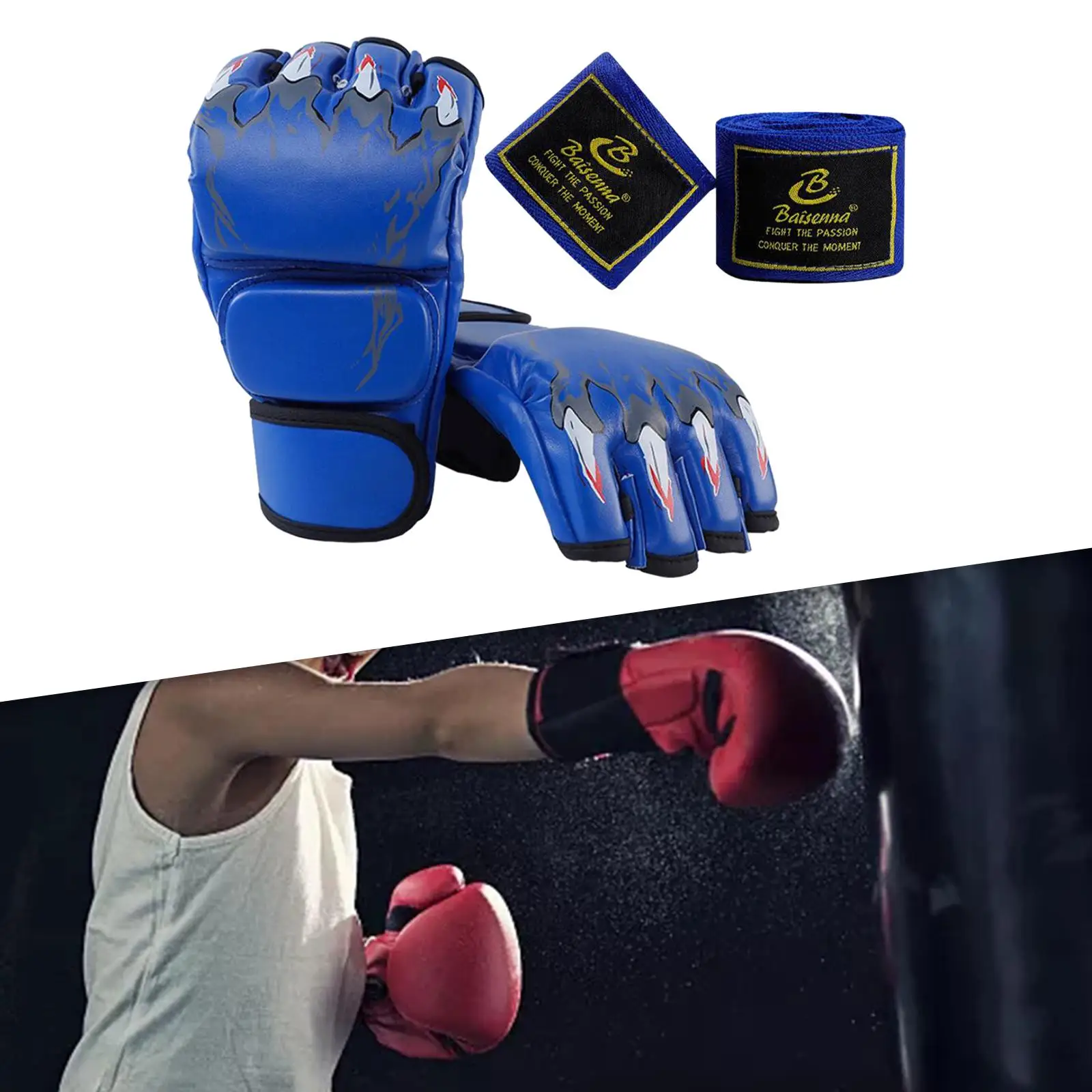 Half Finger Boxing Gloves Breathable MMA Gloves Mitts for Karate Fighting