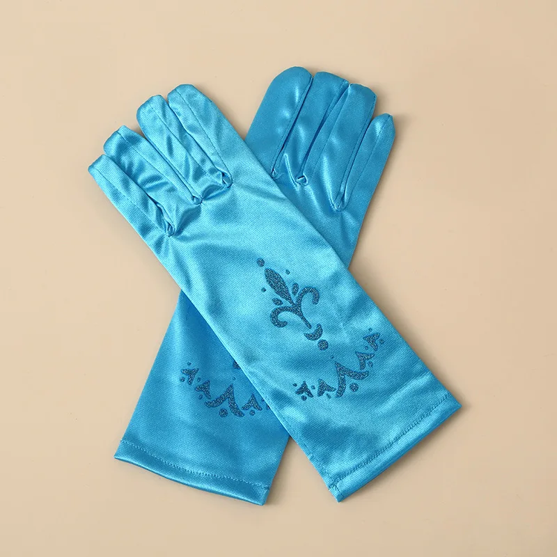 Satin Gloves Children Printed Stage Performance Princess Dress Accessories Applicable Age 4-15