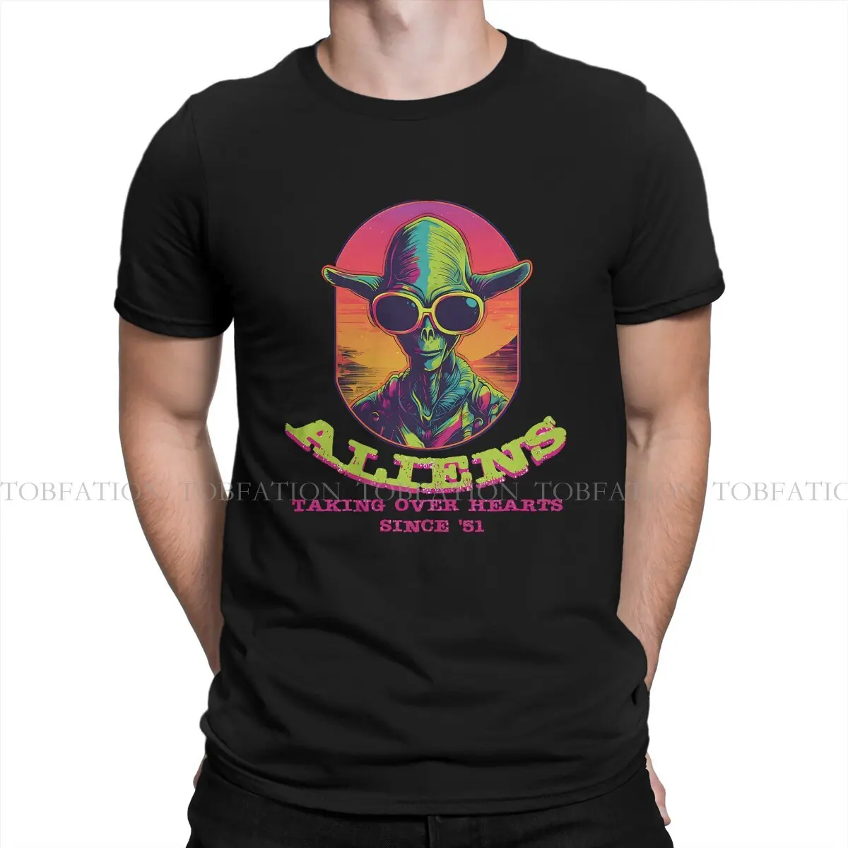 

Aliens Taking Over Earth Since '51 TShirt For Men Alien UFO Camisetas Style T Shirt 100% Cotton Soft Printed Loose