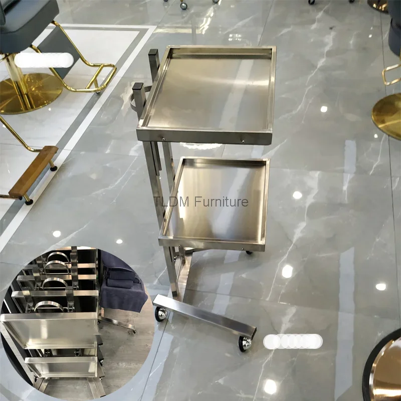 Auto Ausiliaria In Acciaio Inossidabile Con Ruote Carrello Per Tintura Per Salone Di Bellezza Carrello Pieghevole Per Barbiere Carrello Speciale Per A