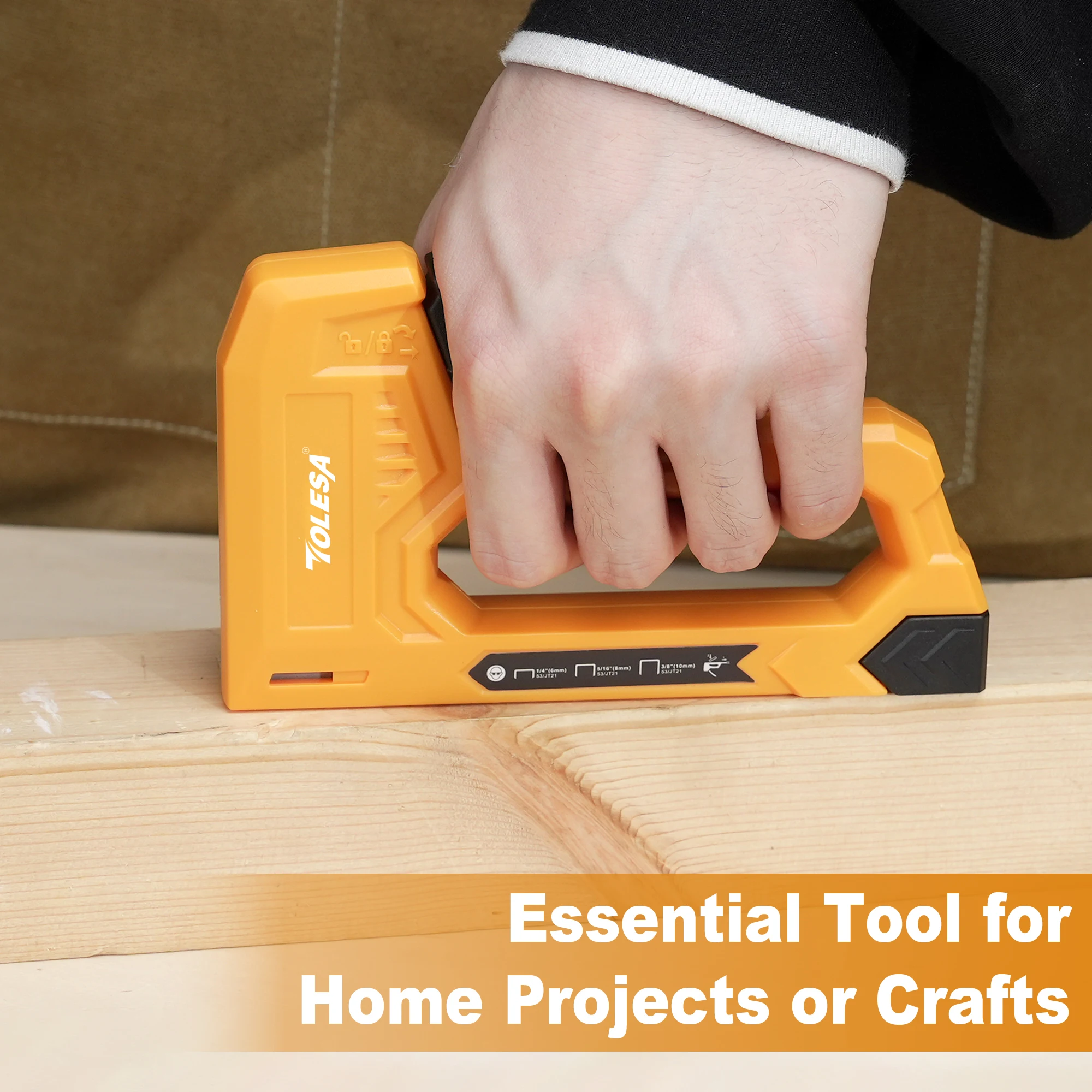 TOLESA Light Duty Staple Gun for Woodworking, Manual Nail Gun Kit with 1600pcs Staples 1/4'',5/16'',3/8'' and One Staple Remover 4