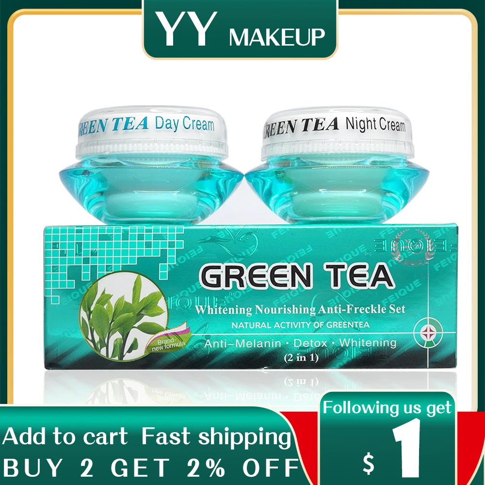 Green tea whitening Nourishing anti-freckle set natural activity greentea day cream night cream