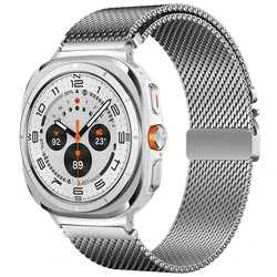 Premium Stainless Steel Milanese Loop Strap with Parachute Buckle - Galaxy Ultra 47mm (Silver)