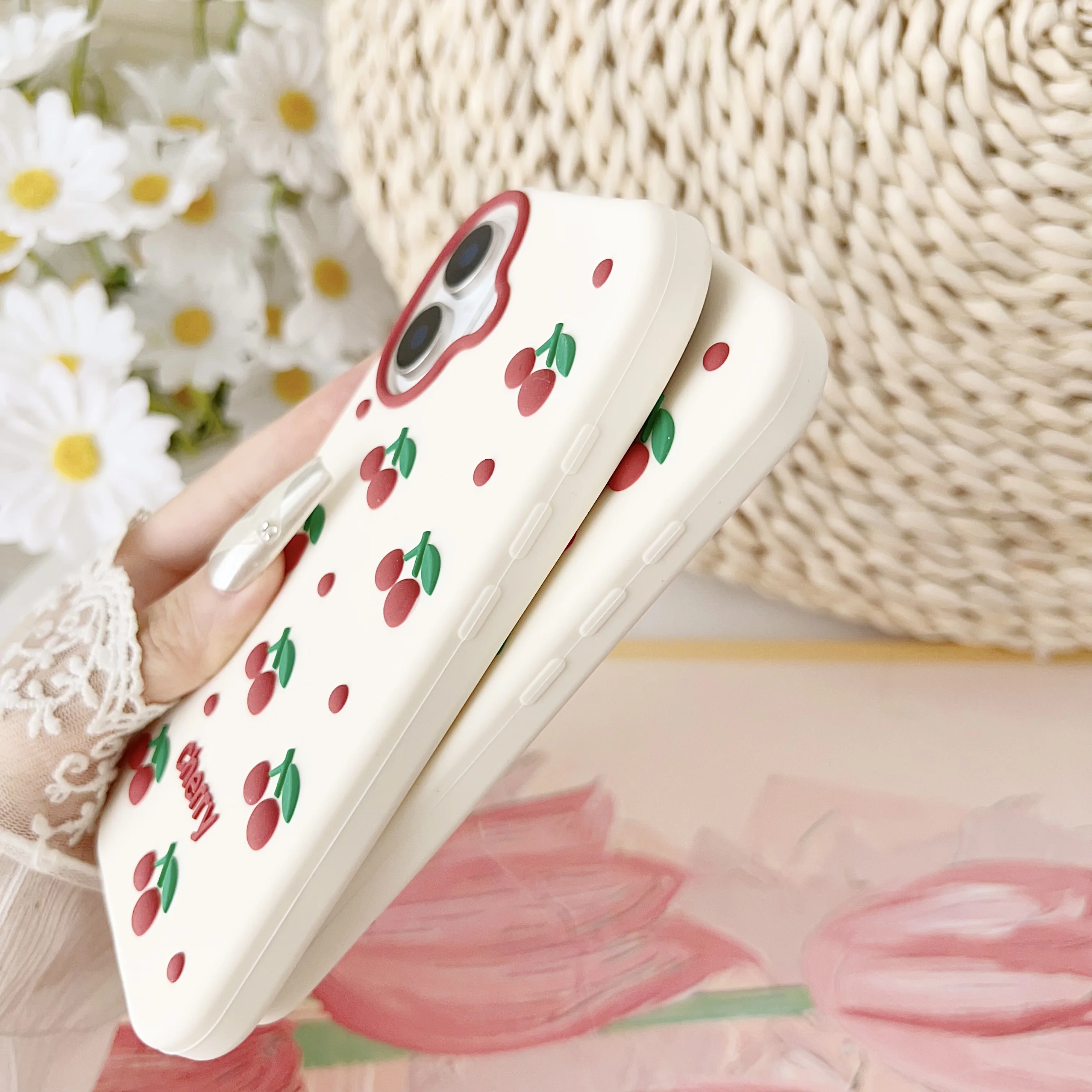 Adorable 3D Cherry Cartoon Soft Silicone Phone Case